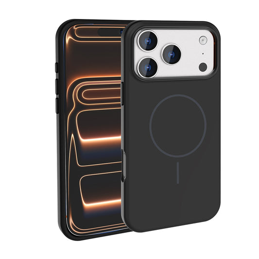 Apple iPhone 17 Pro Max Kılıf M-Safe Şarj Özellikli Metal Kamera Çerçeveli Zore Edi Silikon Kapak Siyah