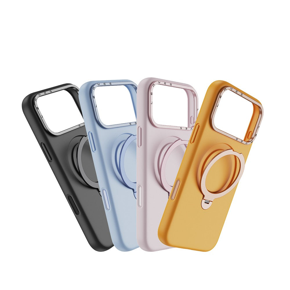 Apple iPhone 17 Pro Max Kılıf M-safe Şarj Özellikli Metal Standlı Sıvı Silikon Lenyes CK223 Kapak