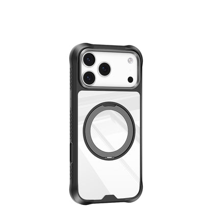 Apple iPhone 17 Pro Max Kılıf M-safe Şarj Özellikli Parmak Ring Standlı Airbag Tasarımlı Mutural Obsidian Serisi Kapak Siyah