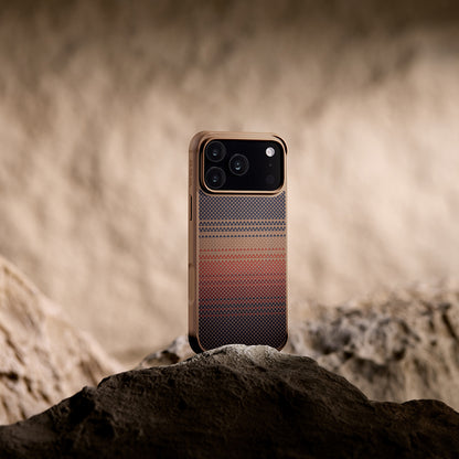 Apple iPhone 17 Pro Max Kılıf M-safe Şarj Özellikli Pitaka Tactile Woven Sunset-Moonrise Aramid Pro Guard Serisi Kapak Kahverengi