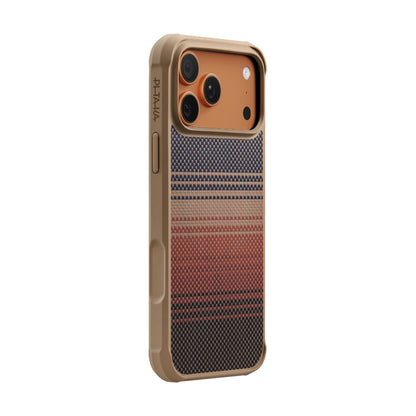 Apple iPhone 17 Pro Max Kılıf M-safe Şarj Özellikli Pitaka Tactile Woven Sunset-Moonrise Aramid Pro Guard Serisi Kapak Mavi