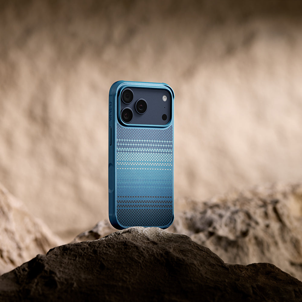 Apple iPhone 17 Pro Max Kılıf M-safe Şarj Özellikli Pitaka Tactile Woven Sunset-Moonrise Aramid Pro Guard Serisi Kapak Kahverengi