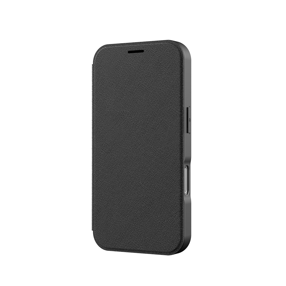 Apple iPhone 17 Pro Max Kılıf M-Safe Şarj Özellikli Raptic Air Folio Şeffaf Kartlıklı Kapaklı Kılıf Siyah