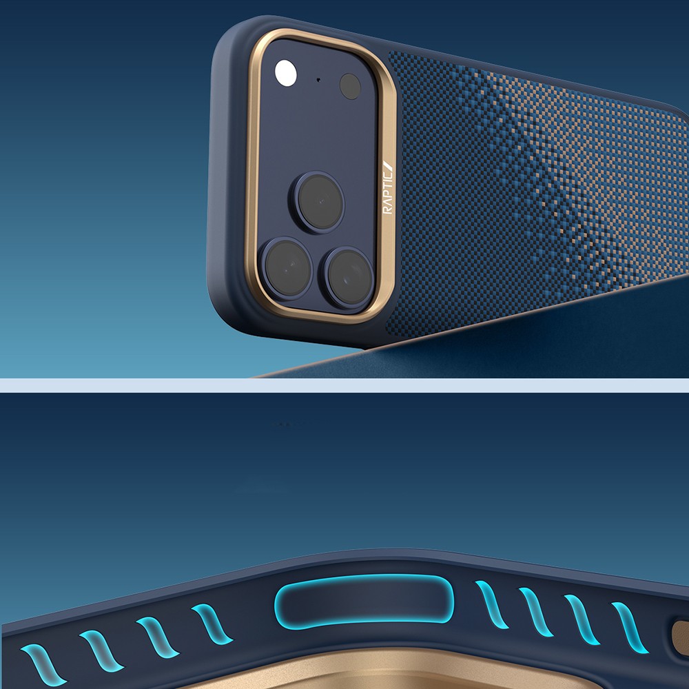 Apple iPhone 17 Pro Max Kılıf M-safe Şarj Özellikli Raptic Aramid Dual Serenity Serisi Karbon Kapak