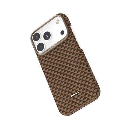 Apple iPhone 17 Pro Max Kılıf M-safe Şarj Özellikli Raptic Aramid Skin Origin Serisi Kapak Kahverengi