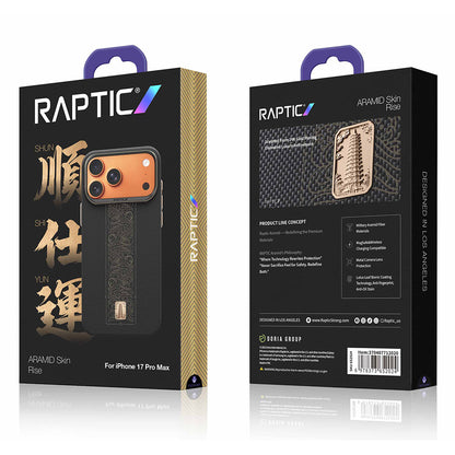 Apple iPhone 17 Pro Max Kılıf M-safe Şarj Özellikli Raptic Aramid Skin Rise Serisi 24 Ayar Altın Kaplamalı Kapak