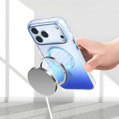 Apple iPhone 17 Pro Max Kılıf M-safe Şarj Özellikli Transparan Renk Geçişli Zore Toros Kapak Mavi