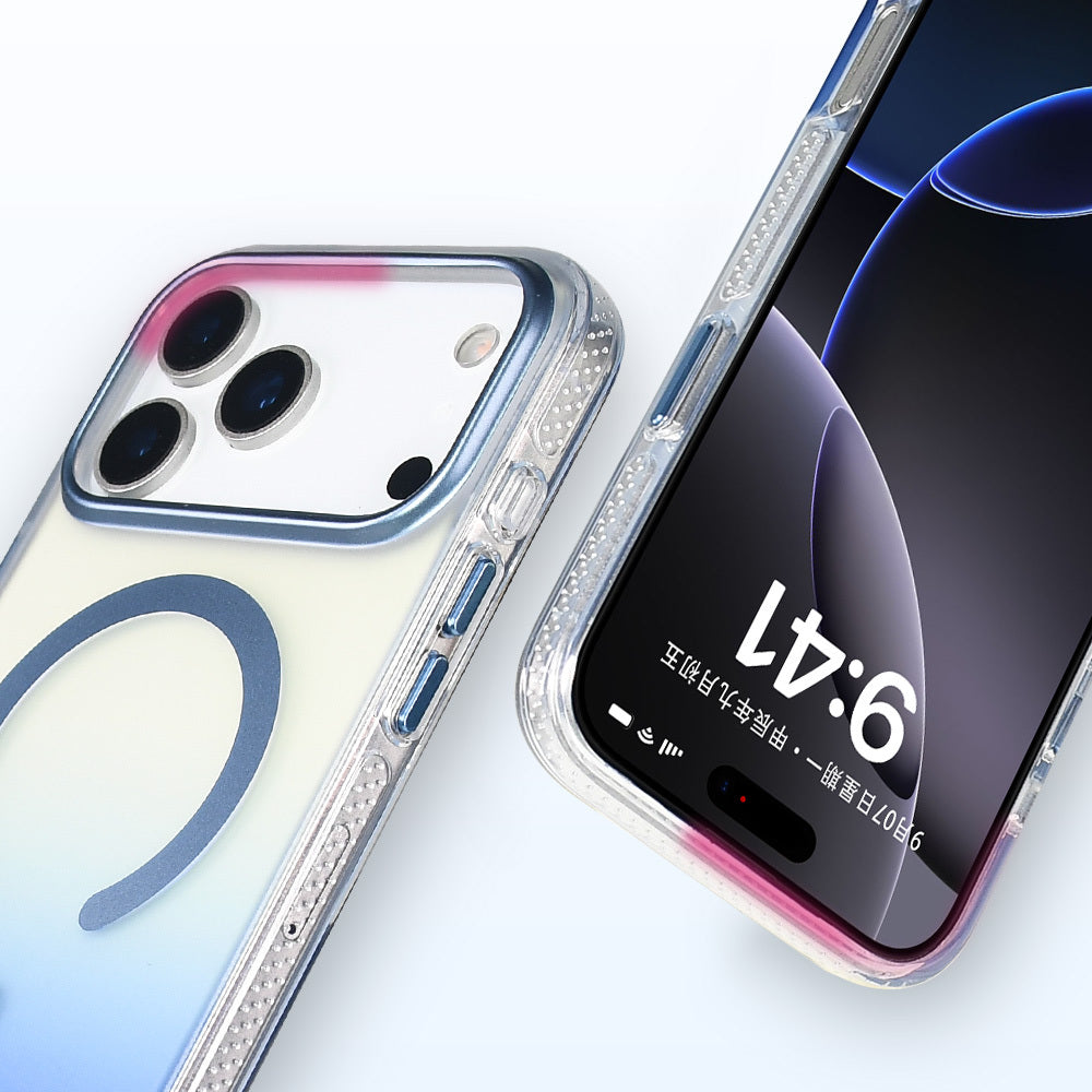 Apple iPhone 17 Pro Max Kılıf M-safe Şarj Özellikli Transparan Renk Geçişli Zore Toros Kapak Gri