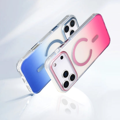 Apple iPhone 17 Pro Max Kılıf M-safe Şarj Özellikli Transparan Renk Geçişli Zore Toros Kapak Rose Gold