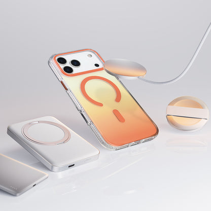 Apple iPhone 17 Pro Max Kılıf M-safe Şarj Özellikli Transparan Renk Geçişli Zore Toros Kapak Gold