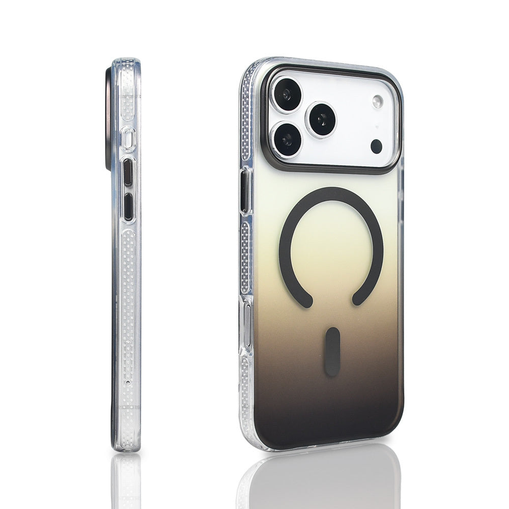 Apple iPhone 17 Pro Max Kılıf M-safe Şarj Özellikli Transparan Renk Geçişli Zore Toros Kapak Siyah