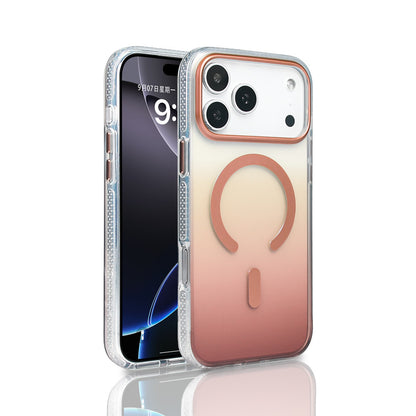 Apple iPhone 17 Pro Max Kılıf M-safe Şarj Özellikli Transparan Renk Geçişli Zore Toros Kapak Rose Gold