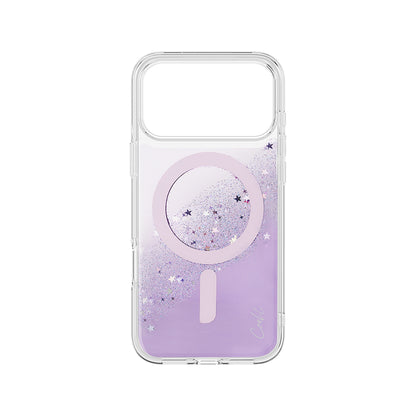Apple iPhone 17 Pro Max Kılıf M-safe Şarj Özellikli Yıldız Simli Arka Yüzey Coehl Lyra Kapak Mor