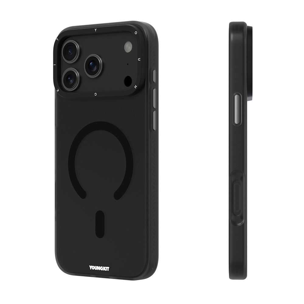 Apple iPhone 17 Pro Max Kılıf M-safe Şarj Özellikli Youngkit Hidden Sand Serisi Kapak Siyah