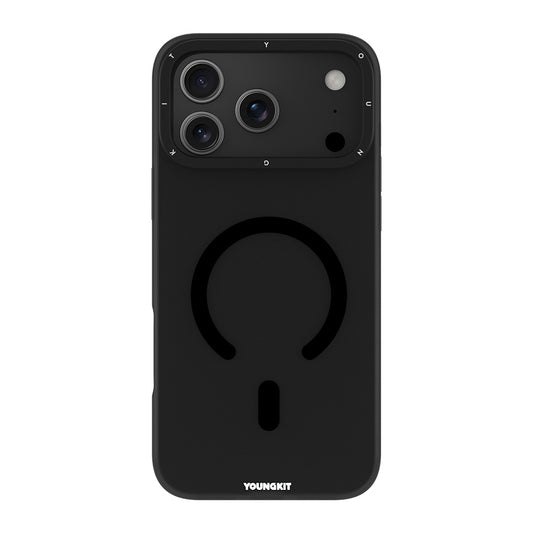 Apple iPhone 17 Pro Max Kılıf M-safe Şarj Özellikli Youngkit Hidden Sand Serisi Kapak Siyah