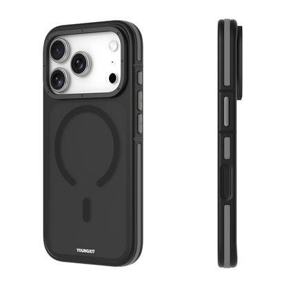 Apple iPhone 17 Pro Max Kılıf M-safe Şarj Özellikli Youngkit Rock Sand Serisi Kapak Siyah