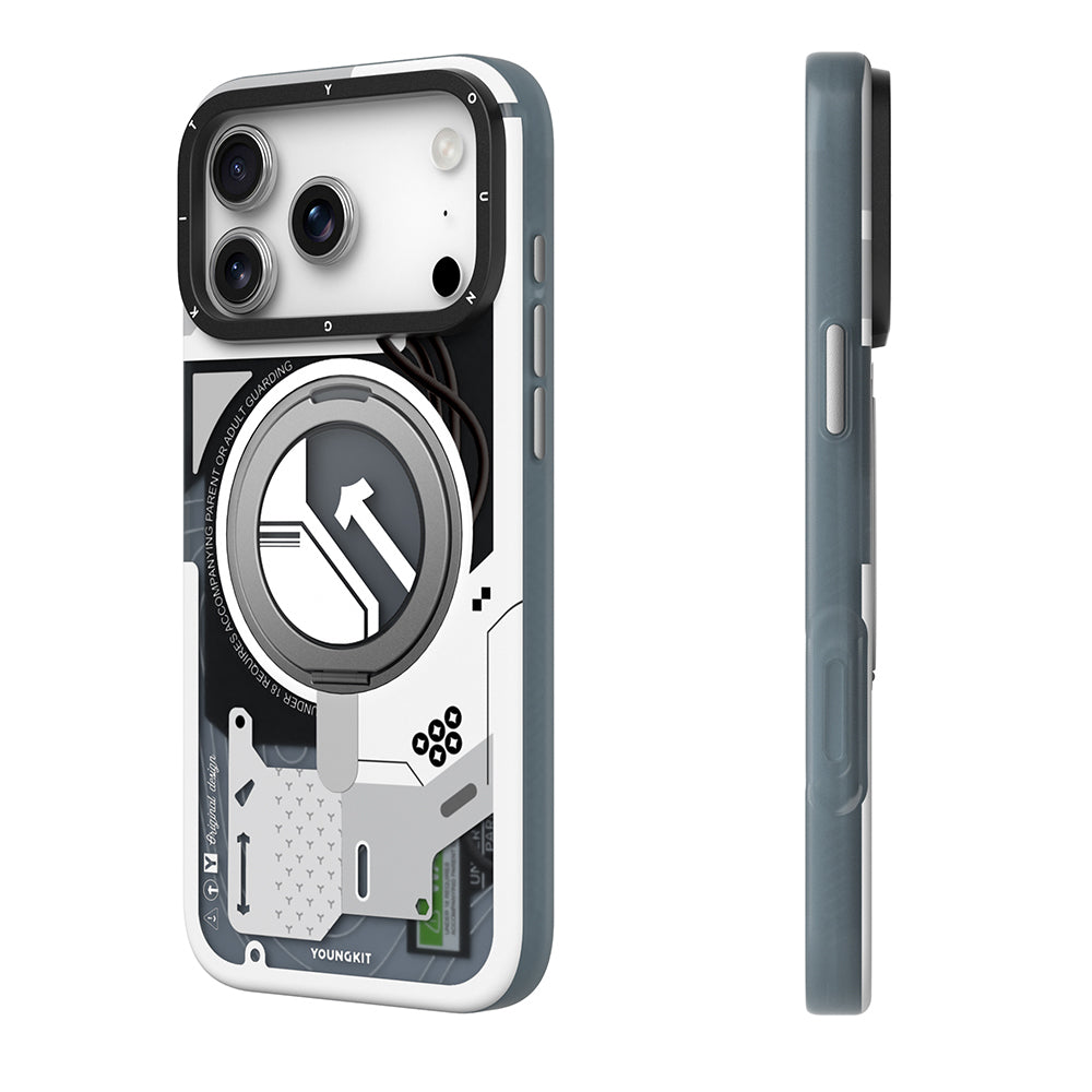 Apple iPhone 17 Pro Max Kılıf M-safe Şarj Özellikli Youngkit Starship Serisi Kapak Beyaz