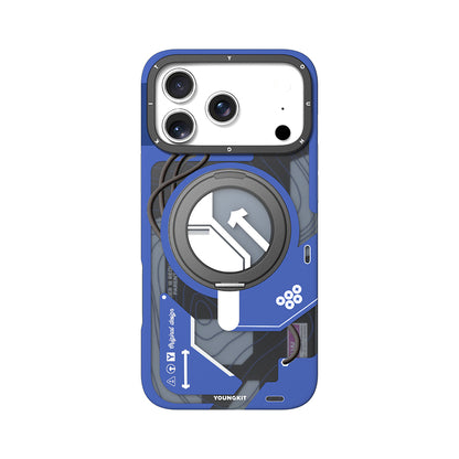 Apple iPhone 17 Pro Max Kılıf M-safe Şarj Özellikli Youngkit Starship Serisi Kapak Mavi