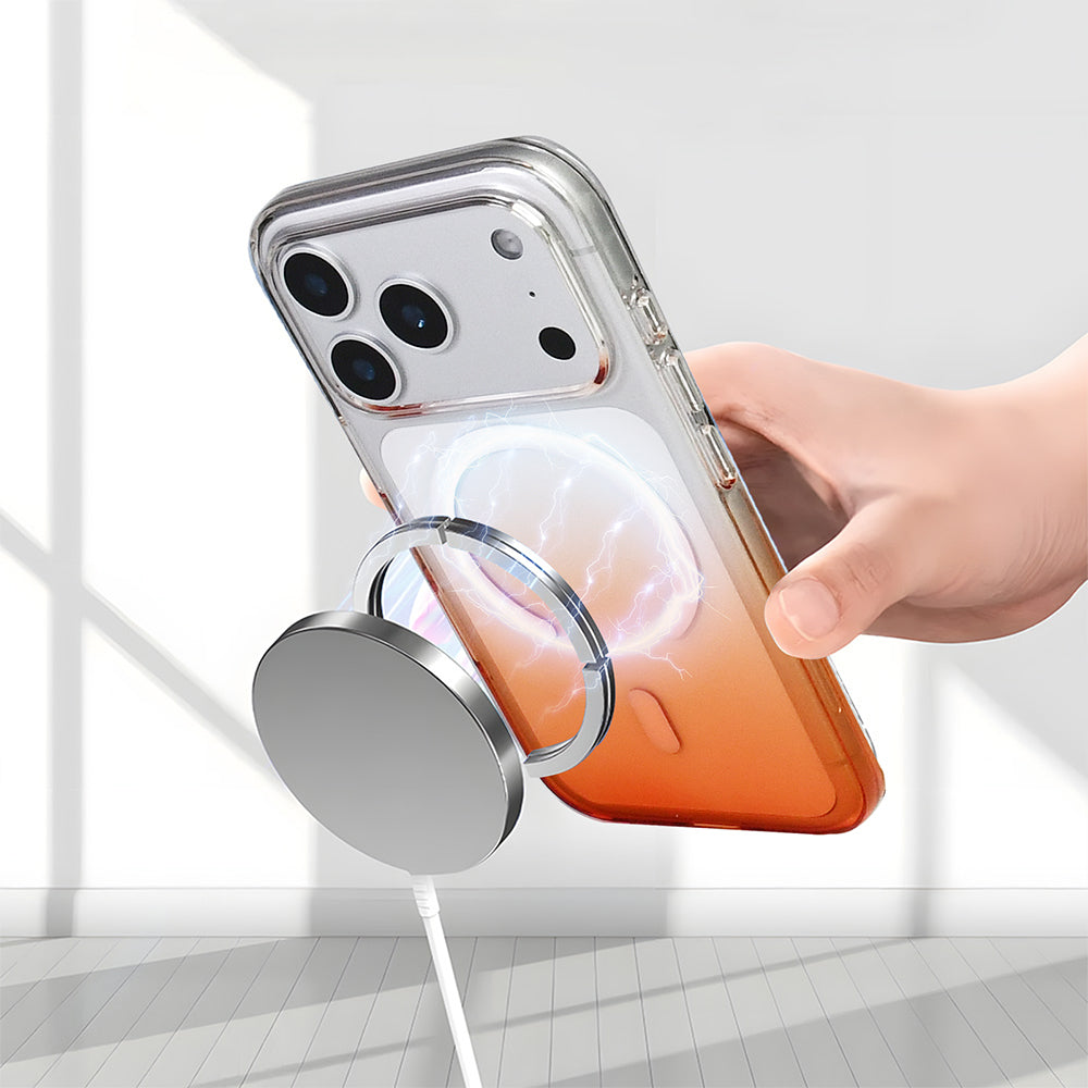 Apple iPhone 17 Pro Max Kılıf M-Safe Şarj Özellikli Zore Septik Silikon Kapak Turuncu