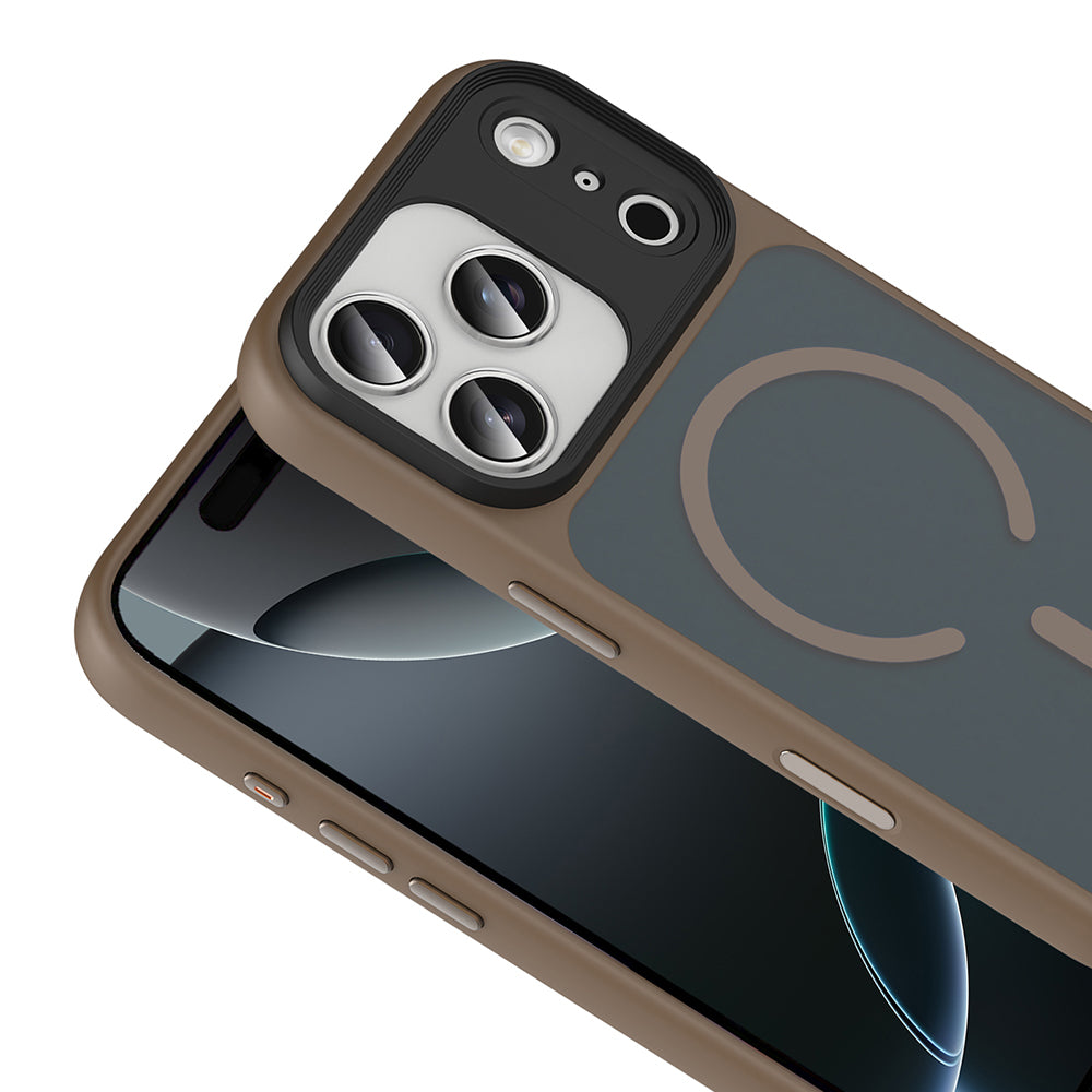 Apple iPhone 17 Pro Max Kılıf Mat Arka Yüzey Wireless Şarj Özellikli Zore Flet M-safe Kapak Lacivert