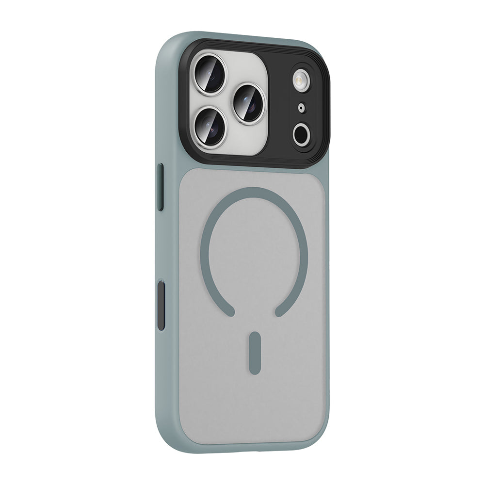 Apple iPhone 17 Pro Max Kılıf Mat Arka Yüzey Wireless Şarj Özellikli Zore Flet M-safe Kapak Gri