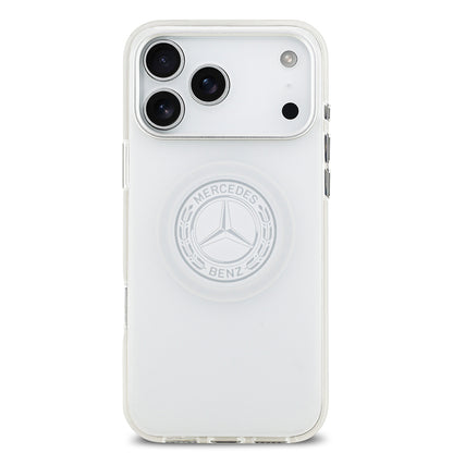 Apple iPhone 17 Pro Max Kılıf Mercedes Benz Orjinal Lisanslı M-safe Şarj Özellikli Buzlu PC Nostaljik Yıldız Dizayn Kapak Beyaz