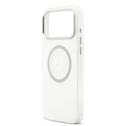 Apple iPhone 17 Pro Max Kılıf Mercedes Benz Orjinal Lisanslı M-safe Şarj Özellikli Buzlu PC Nostaljik Yıldız Dizayn Kapak Beyaz