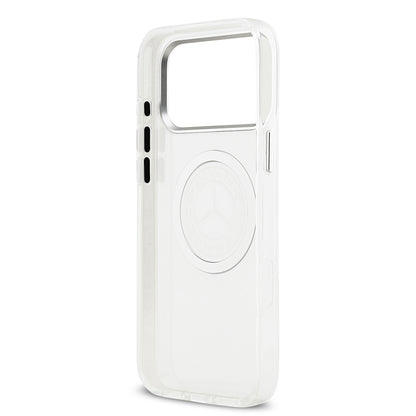 Apple iPhone 17 Pro Max Kılıf Mercedes Benz Orjinal Lisanslı M-safe Şarj Özellikli Buzlu PC Nostaljik Yıldız Dizayn Kapak Beyaz