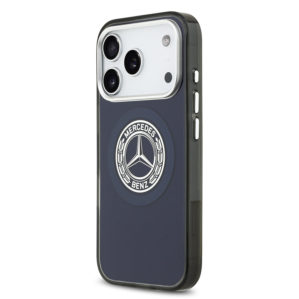 Apple iPhone 17 Pro Max Kılıf Mercedes Benz Orjinal Lisanslı M-safe Şarj Özellikli Çift Katmanlı PC Nostaljik Yıldız Dizayn Kapak Lacivert