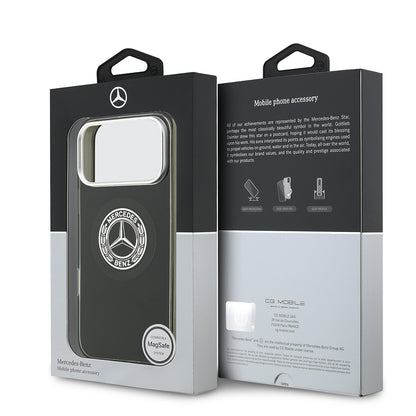 Apple iPhone 17 Pro Max Kılıf Mercedes Benz Orjinal Lisanslı M-safe Şarj Özellikli Çift Katmanlı PC Nostaljik Yıldız Dizayn Kapak Gri