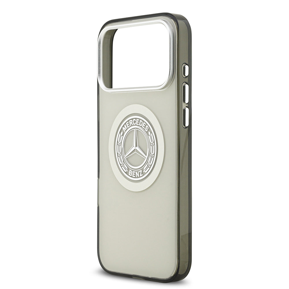 Apple iPhone 17 Pro Max Kılıf Mercedes Benz Orjinal Lisanslı M-safe Şarj Özellikli Çift Katmanlı PC Nostaljik Yıldız Dizayn Kapak Gri