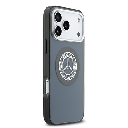 Apple iPhone 17 Pro Max Kılıf Mercedes Benz Orjinal Lisanslı M-safe Şarj Özellikli Çift Katmanlı PC Nostaljik Yıldız Dizayn Kapak Siyah