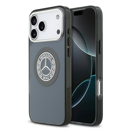 Apple iPhone 17 Pro Max Kılıf Mercedes Benz Orjinal Lisanslı M-safe Şarj Özellikli Çift Katmanlı PC Nostaljik Yıldız Dizayn Kapak Füme