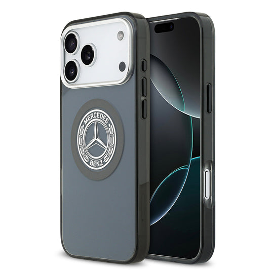 Apple iPhone 17 Pro Max Kılıf Mercedes Benz Orjinal Lisanslı M-safe Şarj Özellikli Çift Katmanlı PC Nostaljik Yıldız Dizayn Kapak Füme