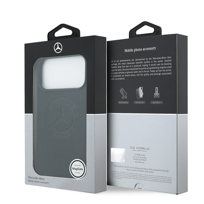 Apple iPhone 17 Pro Max Kılıf Mercedes Benz Orjinal Lisanslı M-safe Şarj Özellikli Hakiki Deri Nostaljik Yıldız Dizayn Kapak Kahverengi