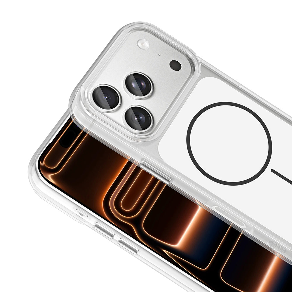 Apple iPhone 17 Pro Max Kılıf Metal Buton Tasarımlı Zore İkonik Sert Silikon Kapak Beyaz