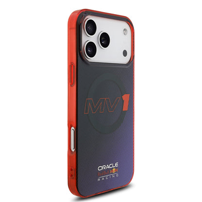 Apple iPhone 17 Pro Max Kılıf Redbull Orjinal Lisanslı M-safe Şarj Özellikli Çift Katmanlı Çizgi Desenli Sert PC MV Kapak Lacivert