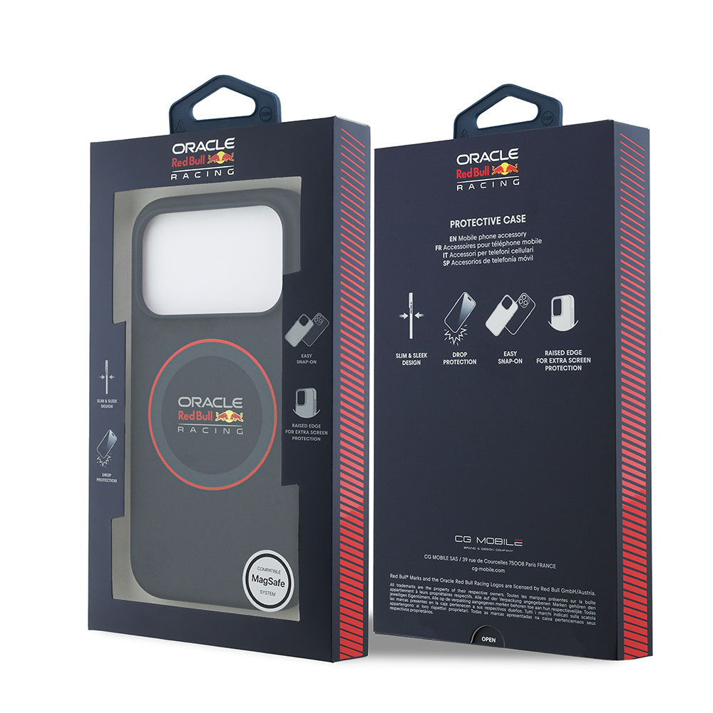 Apple iPhone 17 Pro Max Kılıf Redbull Orjinal Lisanslı M-safe Şarj Özellikli Kırmızı Halka ve Logo Silikon Kapak Lacivert
