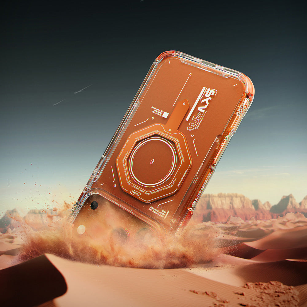 Apple iPhone 17 Pro Max Kılıf SkinArma M-safe Şarj Özellikli Airbag Tasarımlı Magma Kapak Mavi