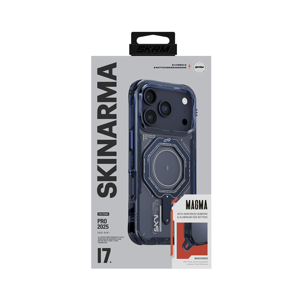 Apple iPhone 17 Pro Max Kılıf SkinArma M-safe Şarj Özellikli Airbag Tasarımlı Magma Kapak Füme