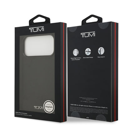 Apple iPhone 17 Pro Max Kılıf TUMI M-safe Şarj Özellikli Deri Noktalı Dizayn Kapak Siyah