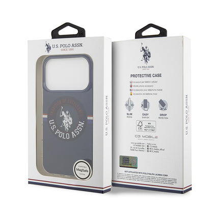 Apple iPhone 17 Pro Max Kılıf U.S. Polo Assn. Orjinal Lisanslı M-safe Şarj Özellikli IML Stripe Logolu Kapak Lacivert