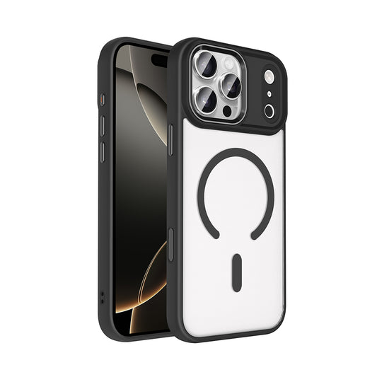 Apple iPhone 17 Pro Max Kılıf Wireless Şarj Özellikli Zore Krom M-safe Silikon Kapak Siyah