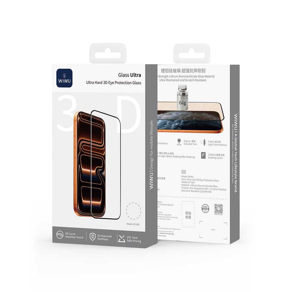 Apple iPhone 17 Pro Max Wiwu GT-030 3D Çizilmeye Dayanıklı Temperli Cam Ekran Koruyucu