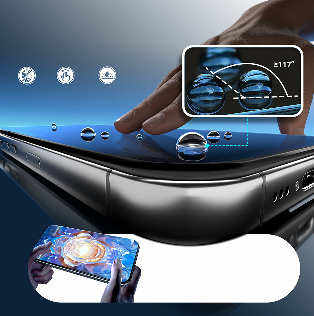 Apple iPhone 17 Pro Mohseven Safir Coating 3D Glue Privacy Hayalet Temperli Cam Ekran Koruyucu Siyah