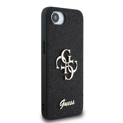 Apple iPhone 17E Kılıf Guess Orjinal Lisanslı 4G Büyük Metal Logolu Glitter Kapak
