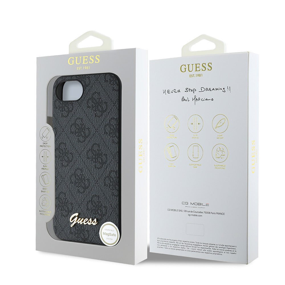 Apple iPhone 17E Kılıf Guess Orjinal Lisanslı 4G Desenli Script Metal Logolu Kapak