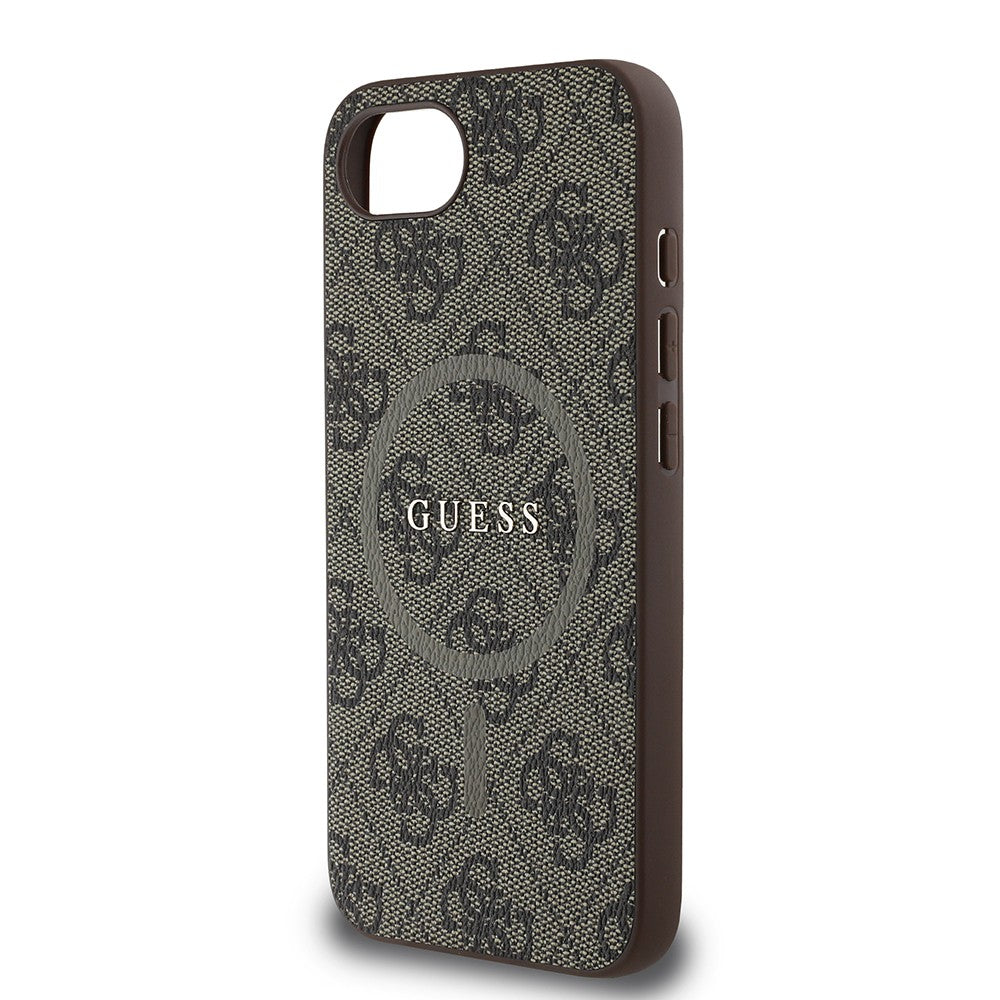 Apple iPhone 17E Kılıf Guess Orjinal Lisanslı M-safe Şarj Özellikli PU Halkalı 4G Desenli Yazı Logolu Kapak