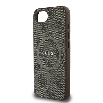 Apple iPhone 17E Kılıf Guess Orjinal Lisanslı M-safe Şarj Özellikli PU Halkalı 4G Desenli Yazı Logolu Kapak