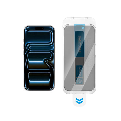 Apple iPhone 18 Pro CaseWorld Applicator Serisi 2.5D Eyesafe Mavi Işık Teknolojili 0.33mm Privacy Temperli Cam Ekran Koruyucu + Uygulama Aparatı